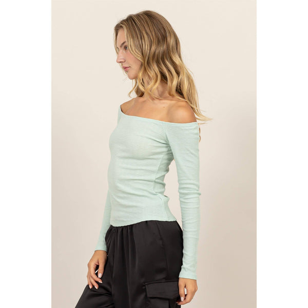 OFF-THE-SHOULDER LONG SLEEVE TOP