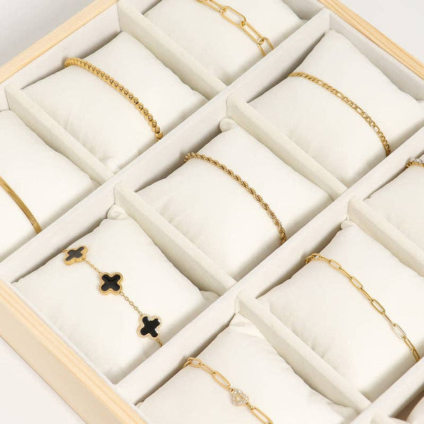 18K Gold PVD Stainless Steel Lucky Clover Charm Bracelet