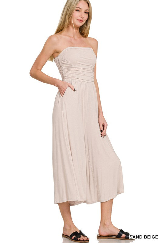DOUBLE LAYERED STRAPLESS TUBE TOP JUMPSUIT