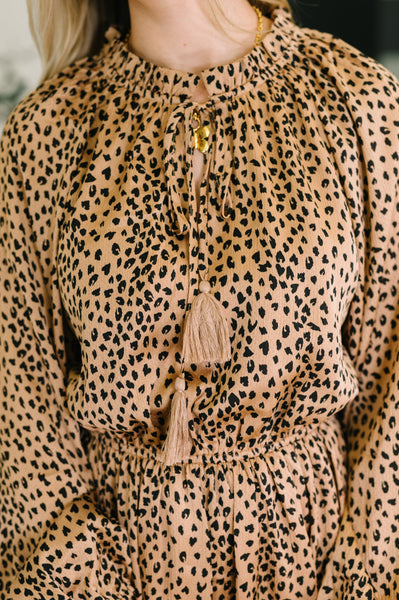 A Cheeky Little Time Tiered Dress in Pecan Brown