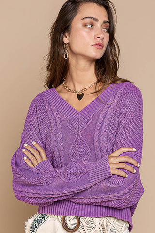 Royal Purple V-Neck Long Sleeve Sweater