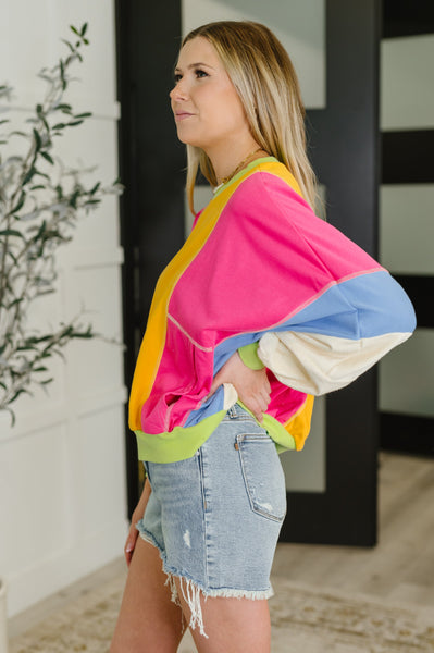 Blockbuster Color Block Pullover in Bright