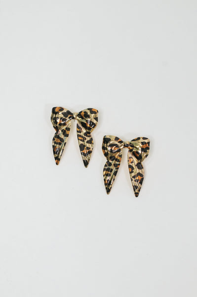 Bow'd & Bold Leopard Print Bow Earrings