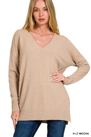 Hi Low Hem V-Neck Sweater