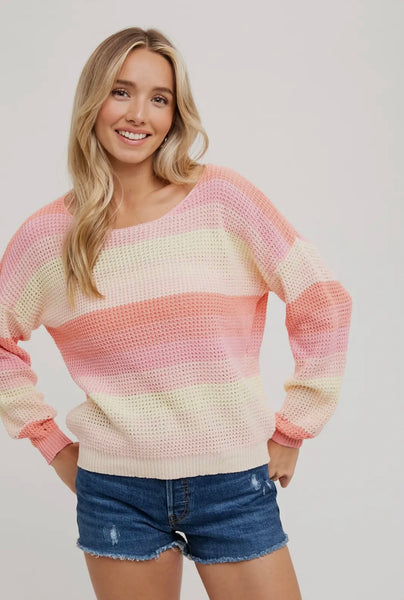Color Block Pastel Knit Sweater Pullover