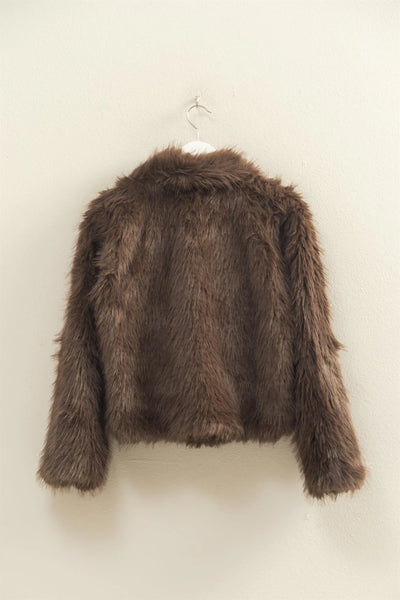 Shawl Collar Faux Fur Jacket