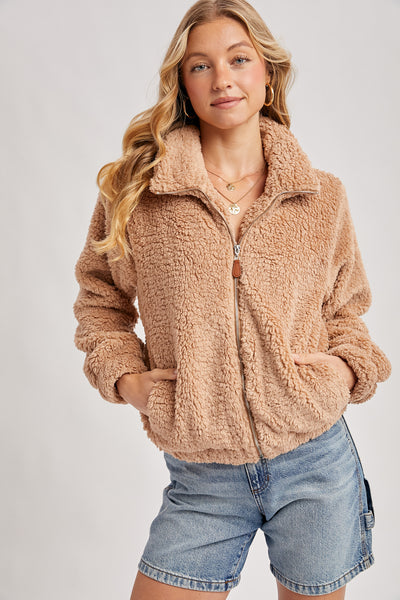 FLEECE ZIP UP TEDDY JACKET