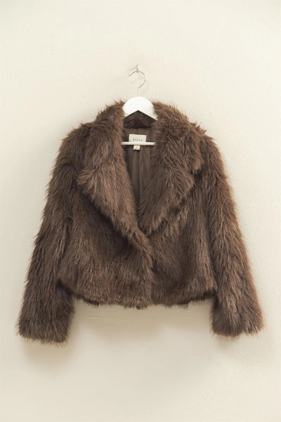 Shawl Collar Faux Fur Jacket
