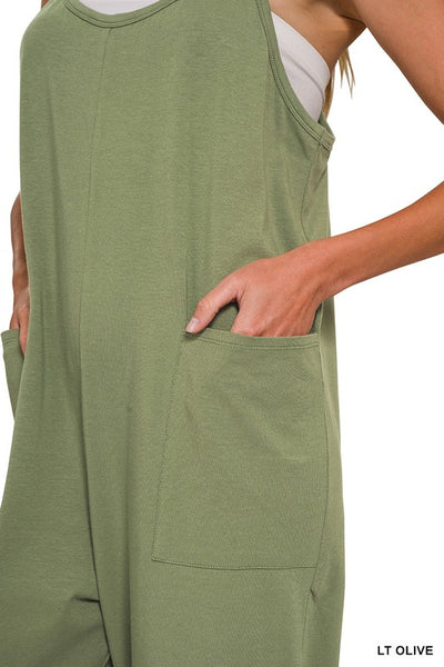 SPAGHETTI STRAP POCKETED JUMPSUIT