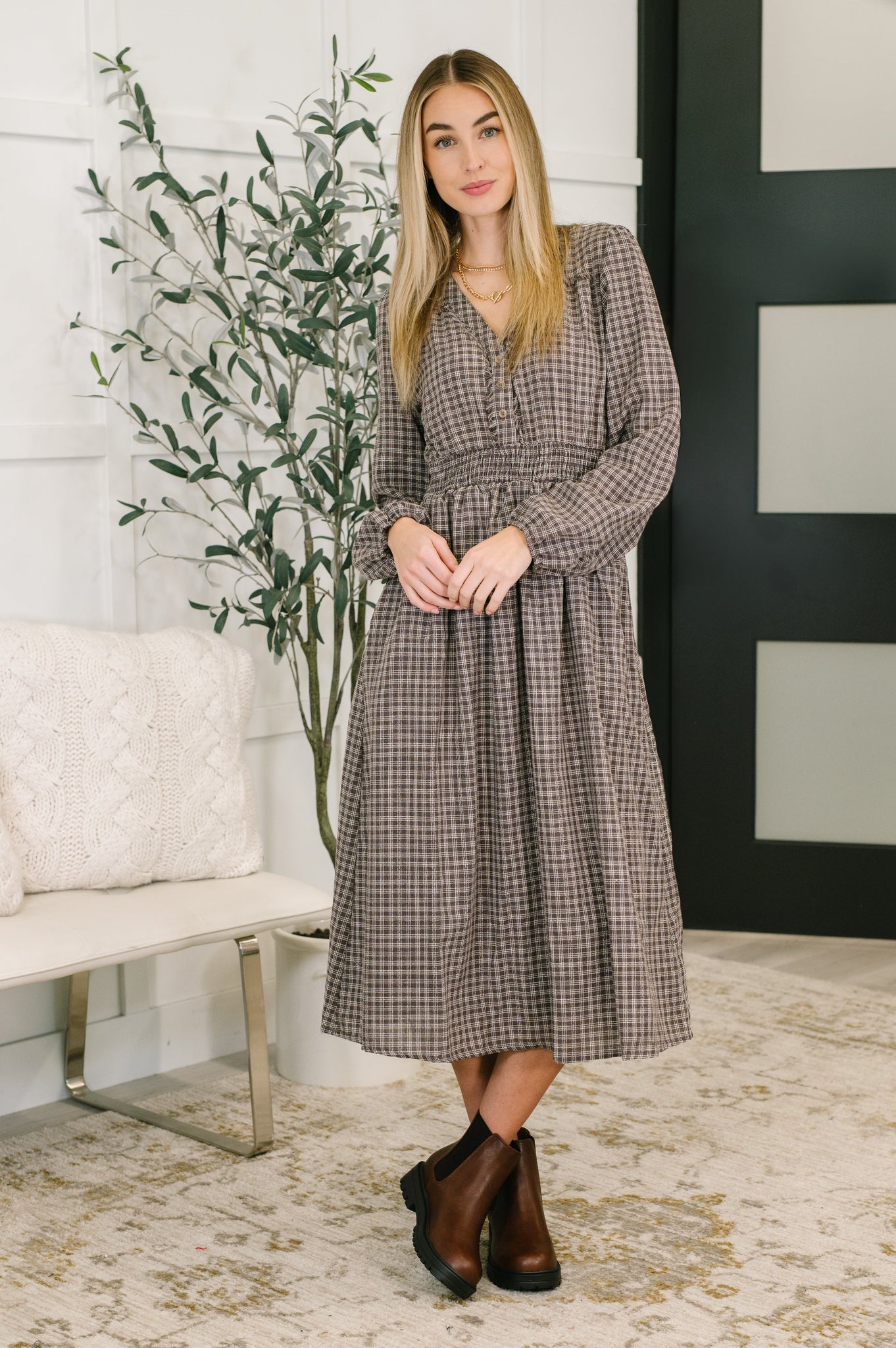 fairytale midi dress Fairytale Plot Plaid Midi Dress