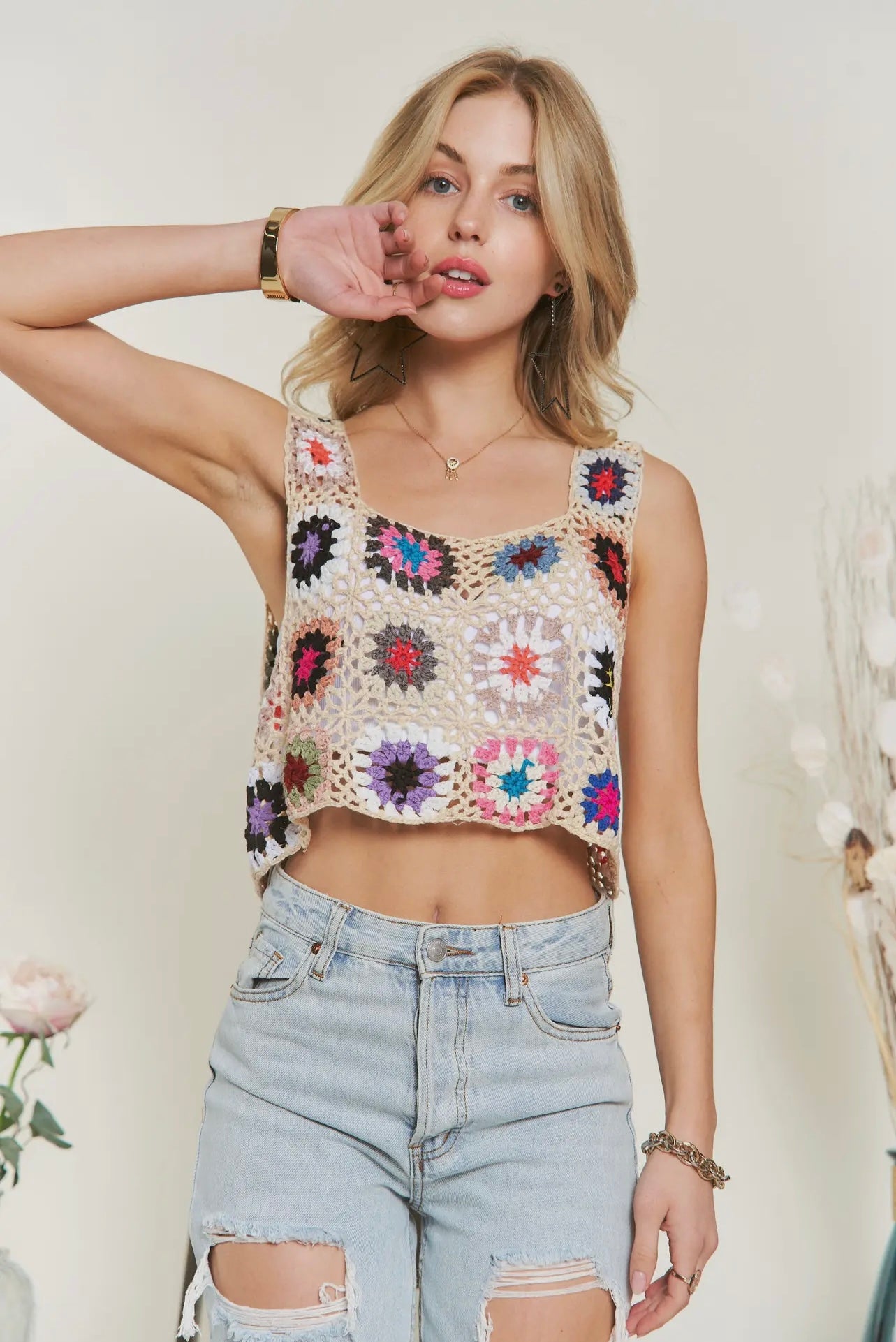 Multicolor Crochet Crop Top