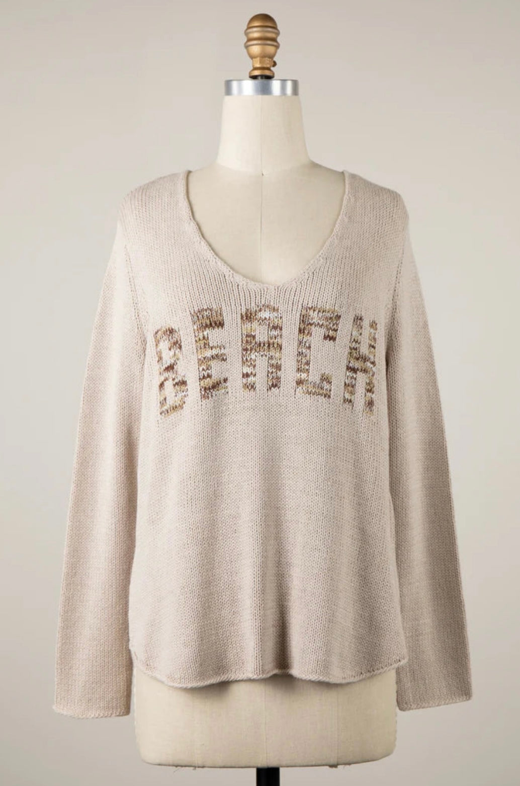 Multicolor Letter Beach Saying Sweater Top