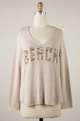 Multicolor Letter Beach Saying Sweater Top