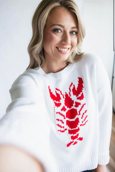 Lobster Cropped Nautical Sweater Top