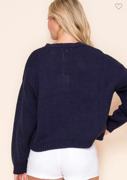 Lobster Cropped Nautical Sweater Top