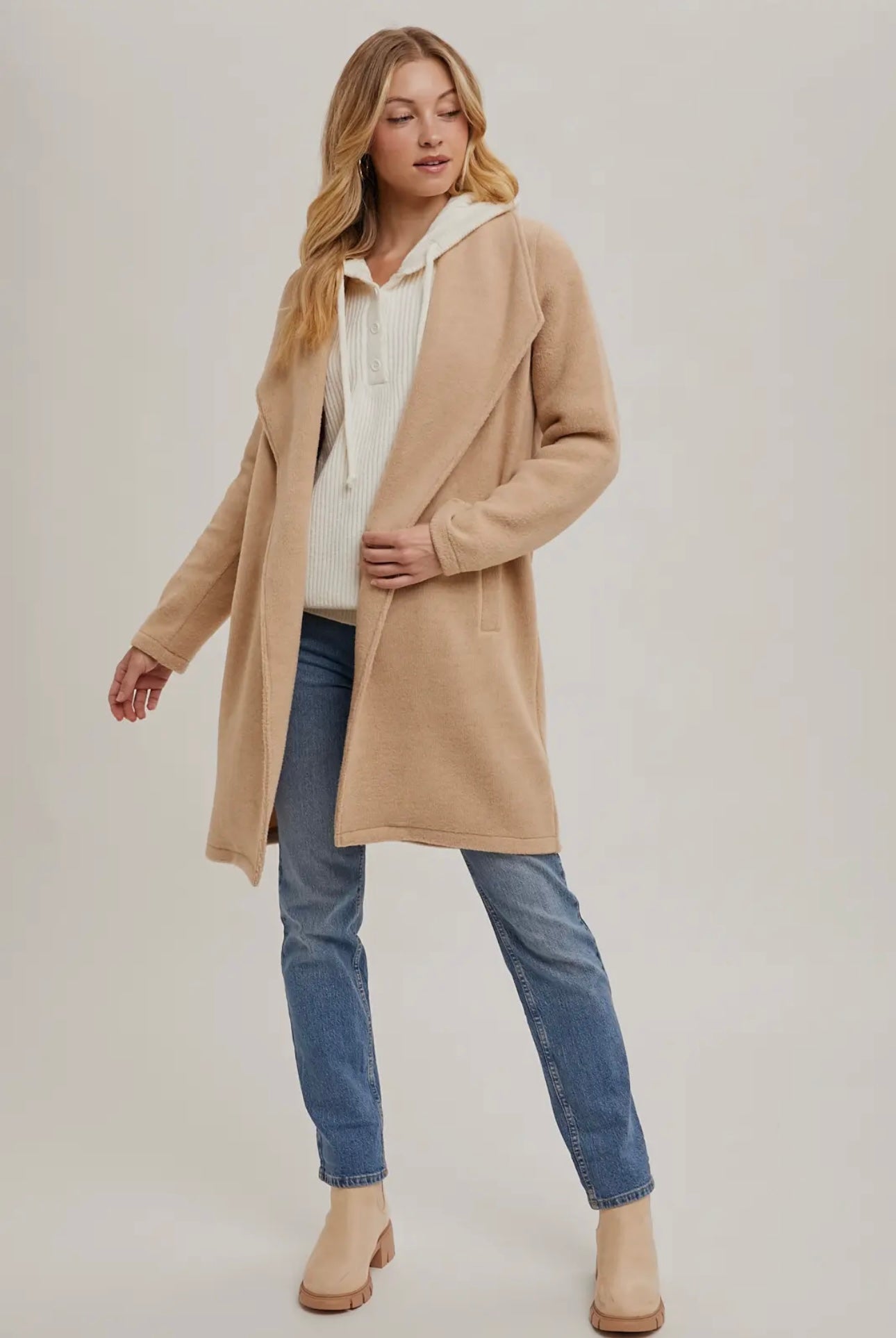OPEN FRONT KNIT COAT JACKET