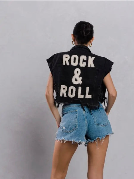 Rock and Roll Crop Denim Vest