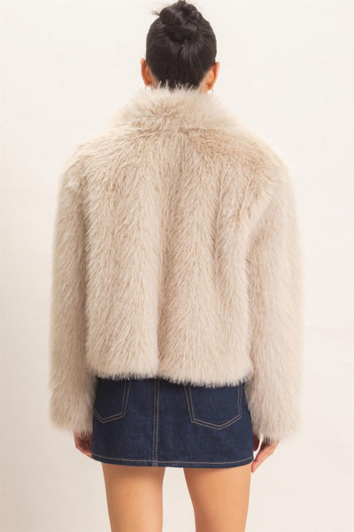 Shawl Collar Faux Fur Jacket