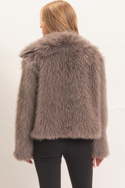 Shawl Collar Faux Fur Jacket