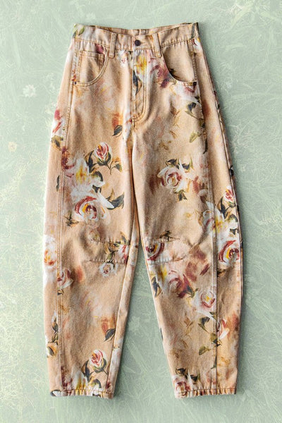 Vintage Relaxed Floral Print Barrel Pants