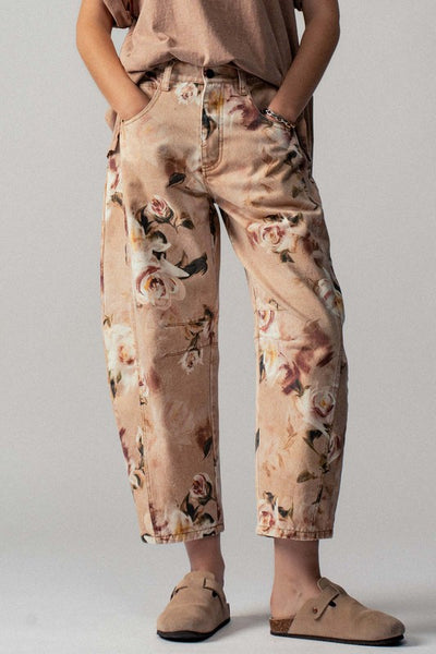 Vintage Relaxed Floral Print Barrel Pants