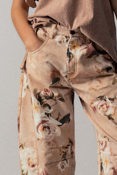 Vintage Relaxed Floral Print Barrel Pants