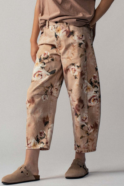 Vintage Relaxed Floral Print Barrel Pants