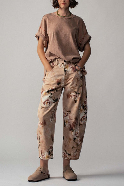 Vintage Relaxed Floral Print Barrel Pants