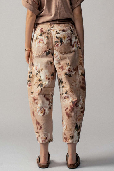 Vintage Relaxed Floral Print Barrel Pants