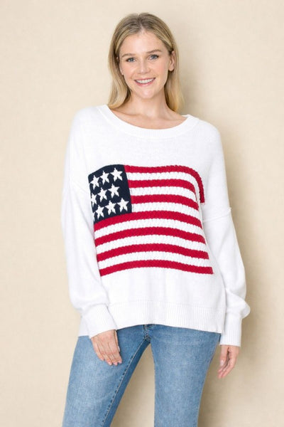 Flag Crochet Knit Sweater Top