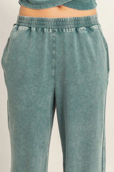 Rolled Sleeve Wrap-Front Crop Top And Jogger Set