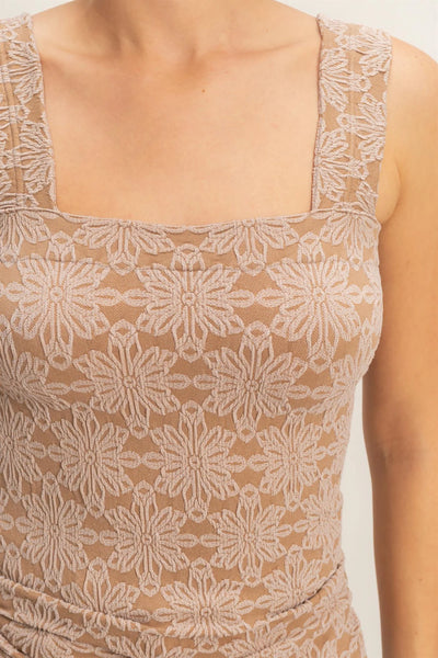 Floral Jacquard Square Neck Top