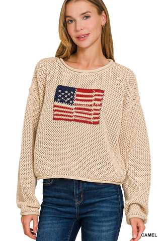 American Flag Crew Neck Sweater