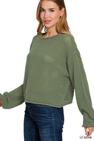 Textured Knit Drop Shoulder Sweater