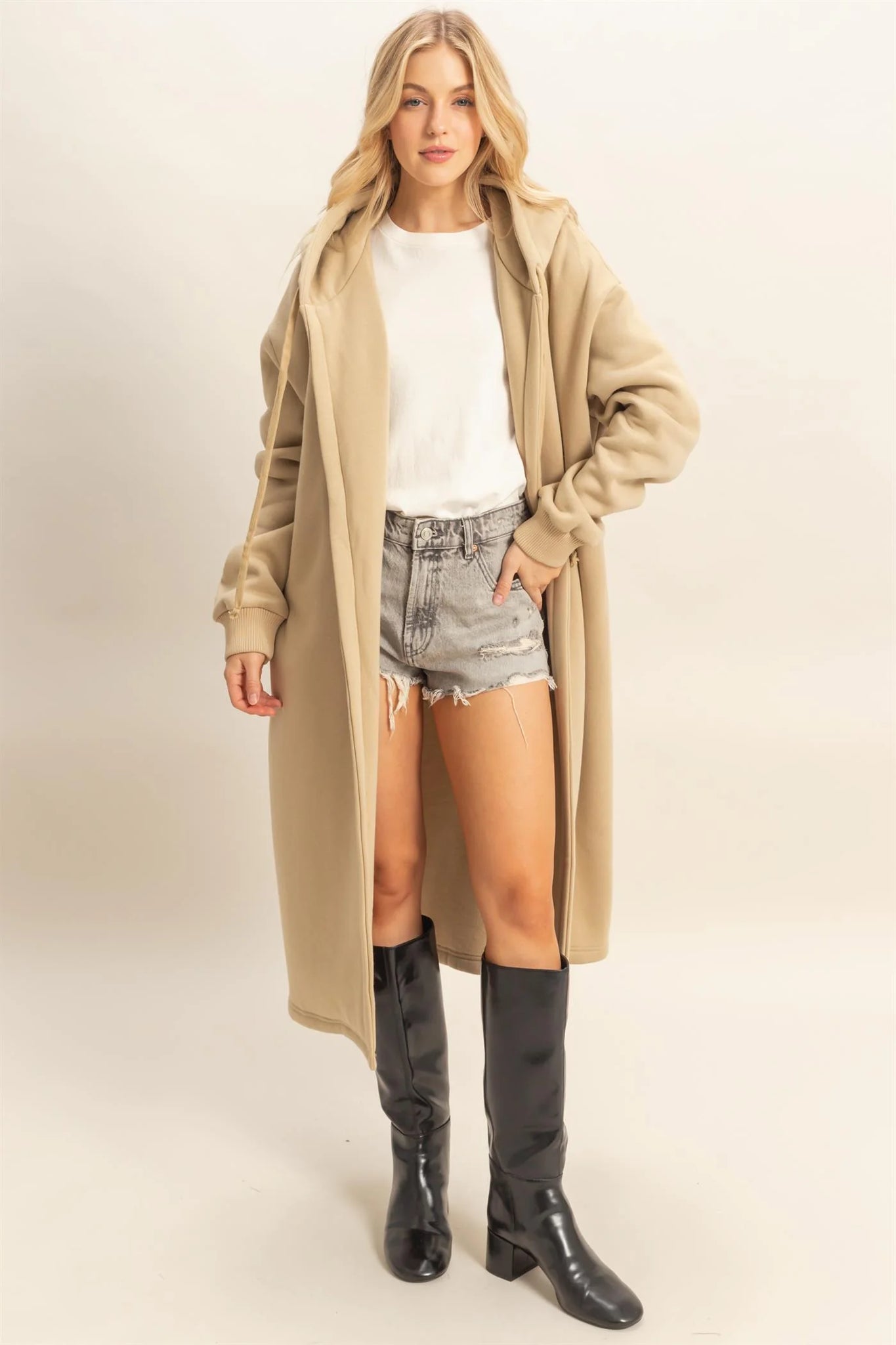 Fleece French Terry Hood Coat Jacket