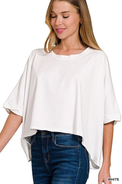 Oversized round neck box tee