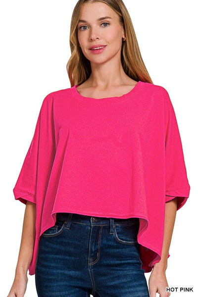 Oversized round neck box tee