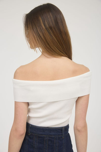 Off The Shoulder Fold Over Sweater Knit Top