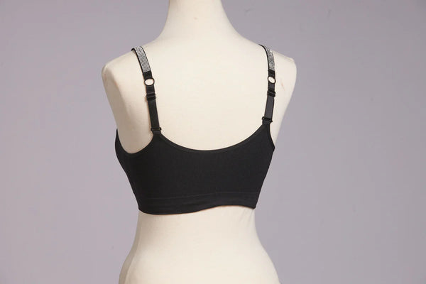 Basic Black Crystal Strap Bra