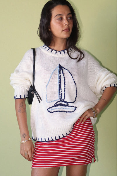 Sail Away Coastal Knit Sweater