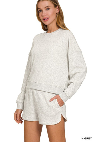 Fleece Long Sleeve Sweatshirts & Shorts Set