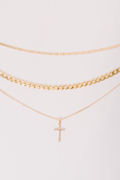 Layered Faith Necklace in Gold