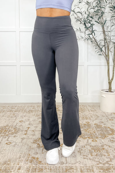 Motion Mastery Flared Yoga Pants in Titanium