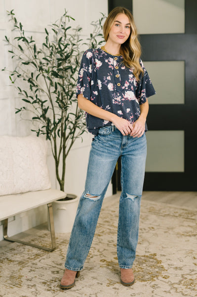 Really Simple Floral Henley Top- 3/3/2026 NEW