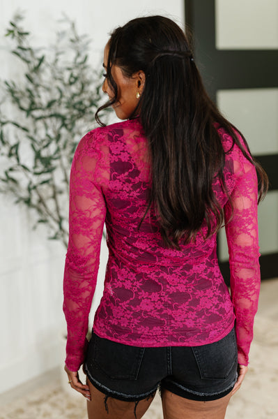 Sheer Intentions Lace Layering Top Fuchsia