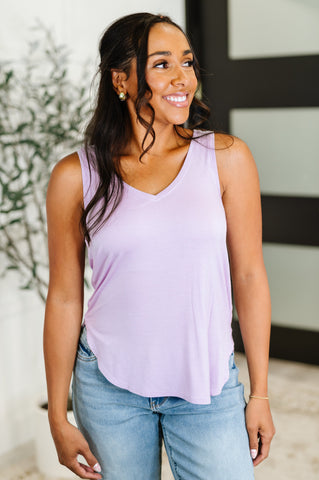 Simpler Times Basic V-Neck Tank in Lavender