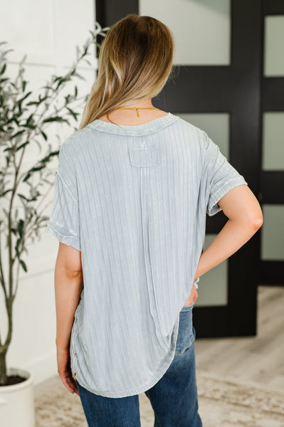 Sunday's Bestie Mineral Wash Top in Light Grey