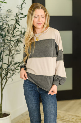 Two-Tone Take Drop Shoulder Top