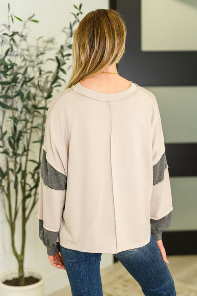Two-Tone Take Drop Shoulder Top