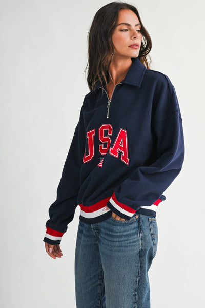 USA Graphic Half Zip Sweatshirt